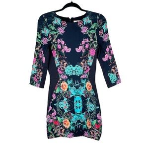 Three of Something Black Floral Dress